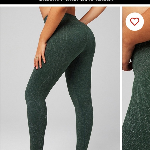 Fabletics Women's Alpine Green Shimmer Seamless Set - Picture 5 of 7